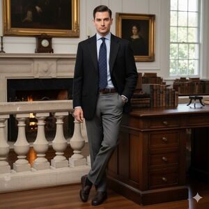 Oscar de la Renta Men's Blazer Jacket 44 R Black Wool Cashmere Nylon Old‎ Money